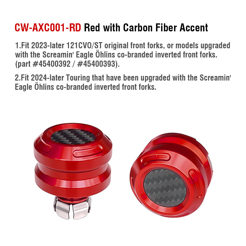 Front Axle Nut Covers with Carbon Fiber Accent for H-D 23.5-later Touring 121CVO/ST Motorcycle Retrofit/upgrade