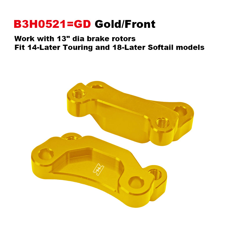 HD 11.5-14 13mm Dia Brake Rotors 108mm Front Rear Radial Brake Caliper Mounts CNC Aluminum Metal Fit 14-up Touring 18-up Softail