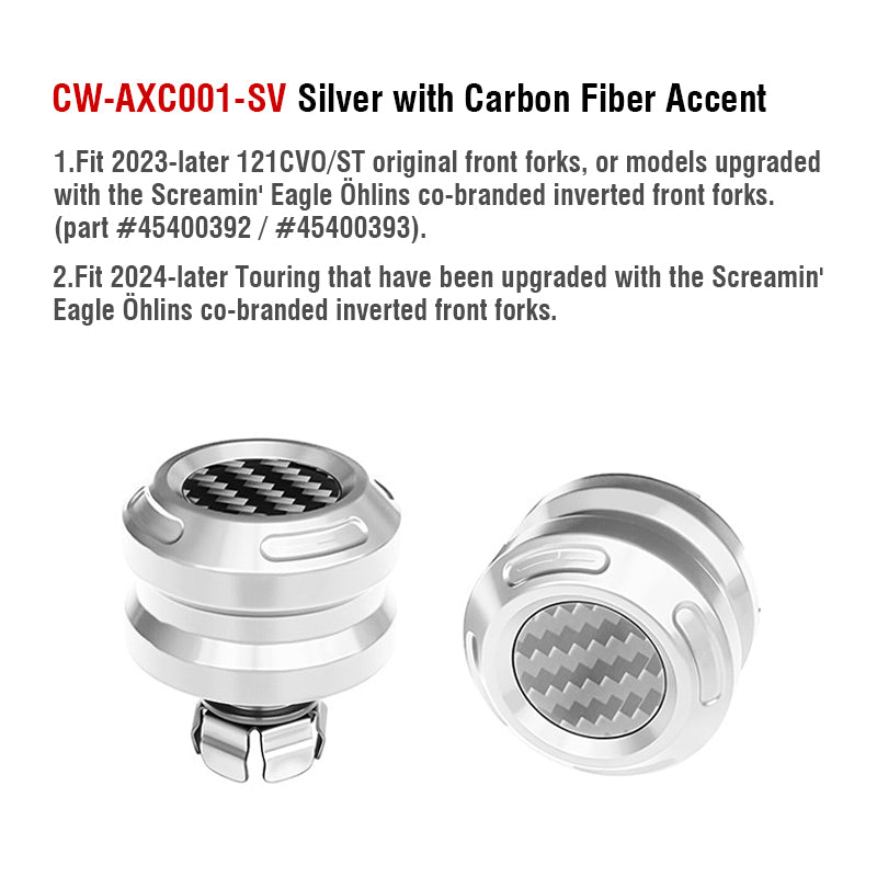 Front Axle Nut Covers with Carbon Fiber Accent for H-D 23.5-later Touring 121CVO/ST Motorcycle Retrofit/upgrade