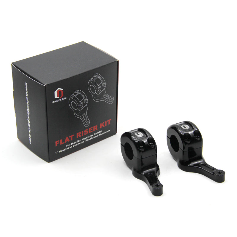 Chiefdom Black Aluminum Alloy Flat Riser Kit for Motorcycle 2022-UP Nightster Diameter 1" Handlebar Risers Gauge Mounts Fit RH975