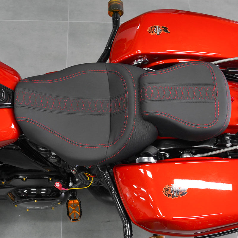 Two-up Leather Driver Passenger Seat Full Set for 2024-later -Davidson Road Glide Street Glide Touring Motorcycle Retrofit