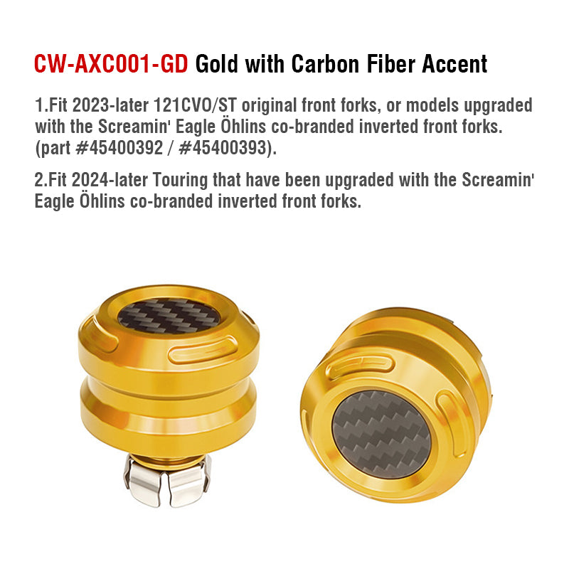 Front Axle Nut Covers with Carbon Fiber Accent for H-D 23.5-later Touring 121CVO/ST Motorcycle Retrofit/upgrade