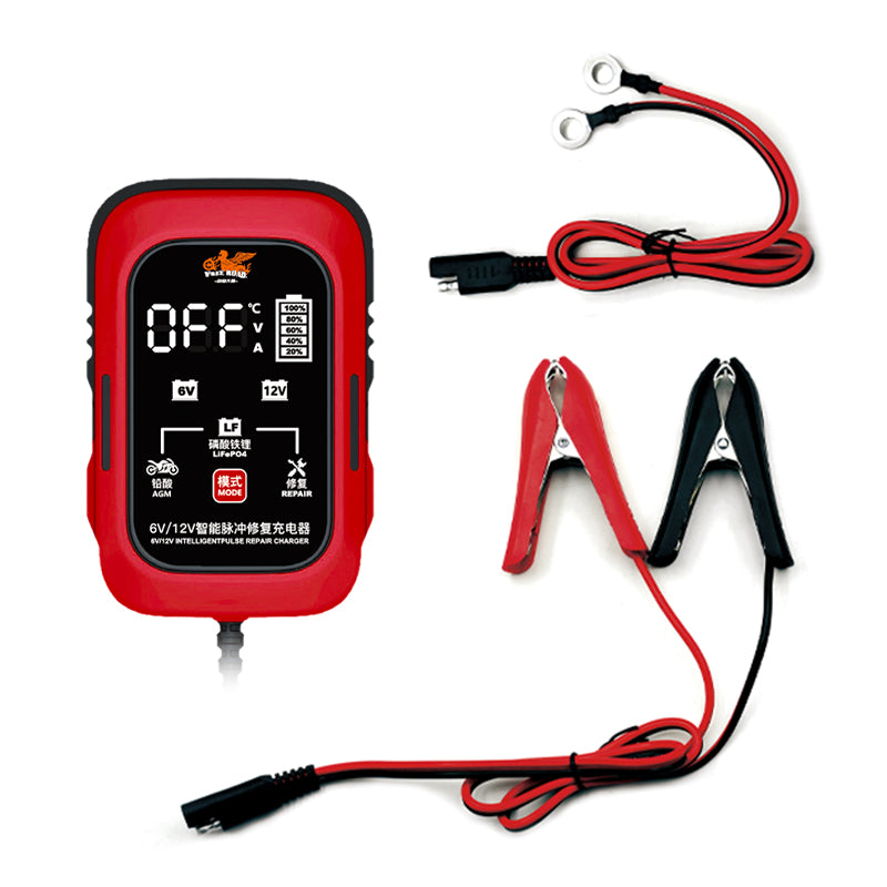 Free Road Universal Smart Pulse Repair Battery Charger 12V/6V Motorcycle Compatible Lithium Lead-Acid Multiple Charging Modes