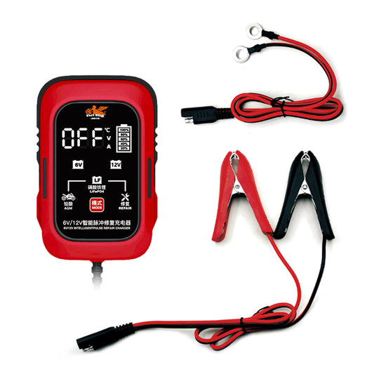 Free Road Universal Smart Pulse Repair Battery Charger 12V/6V Motorcycle Compatible Lithium Lead-Acid Multiple Charging Modes