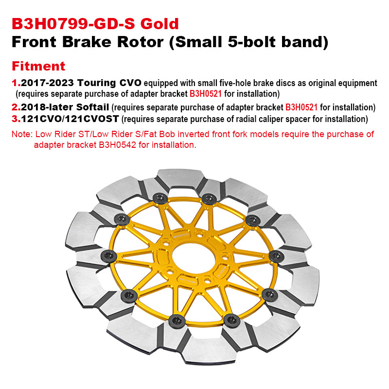 PB Style 5-Bolt Performance 13 Inch Front Brake Rotor for HD Touring and Softail Motorcycle Brake Systems