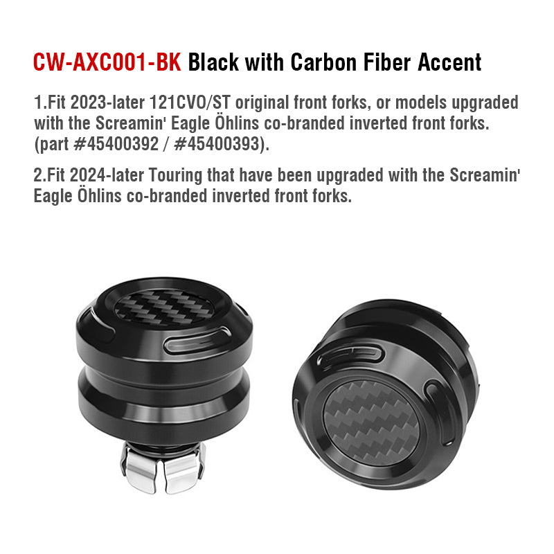 Front Axle Nut Covers with Carbon Fiber Accent for H-D 23.5-later Touring 121CVO/ST Motorcycle Retrofit/upgrade