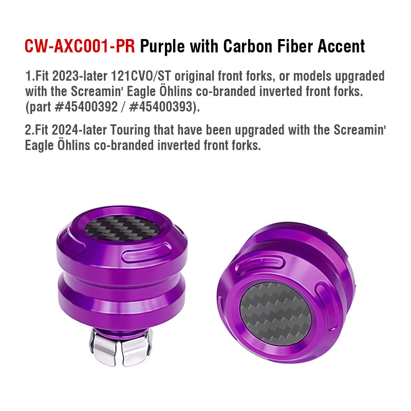 Front Axle Nut Covers with Carbon Fiber Accent for H-D 23.5-later Touring 121CVO/ST Motorcycle Retrofit/upgrade