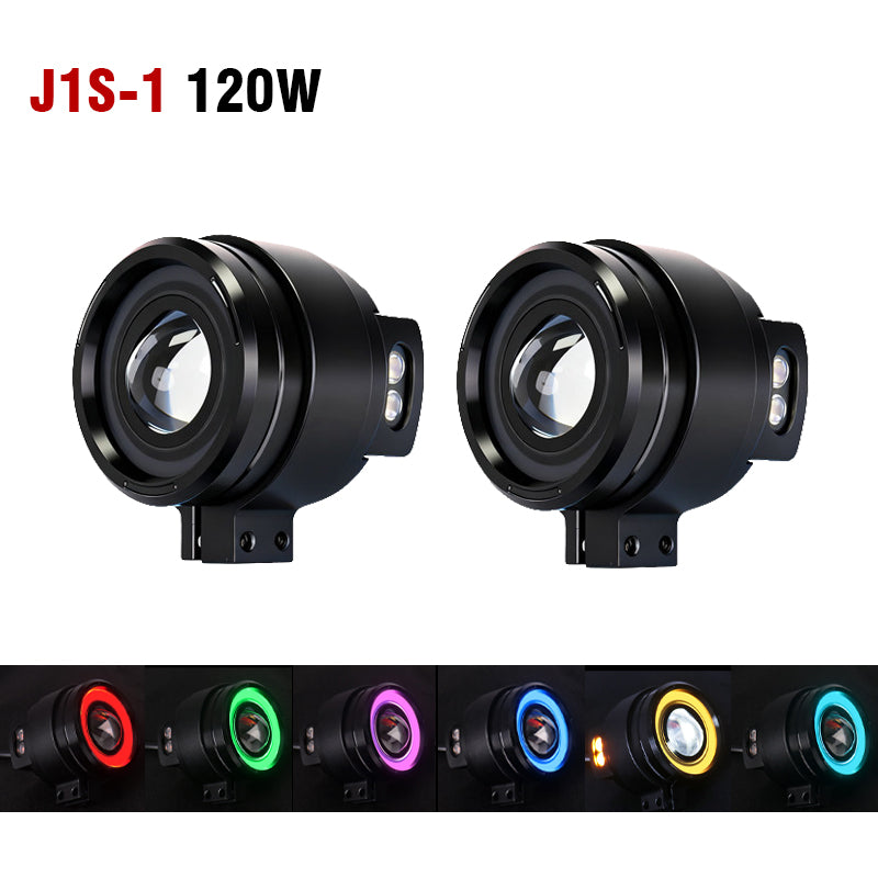 Super Bright Front Motorcycle LED Spotlight IPX8 Waterproof White/Yellow Dual Color High/Low Beam Strobe Off-Road R1250GS 7 Lens