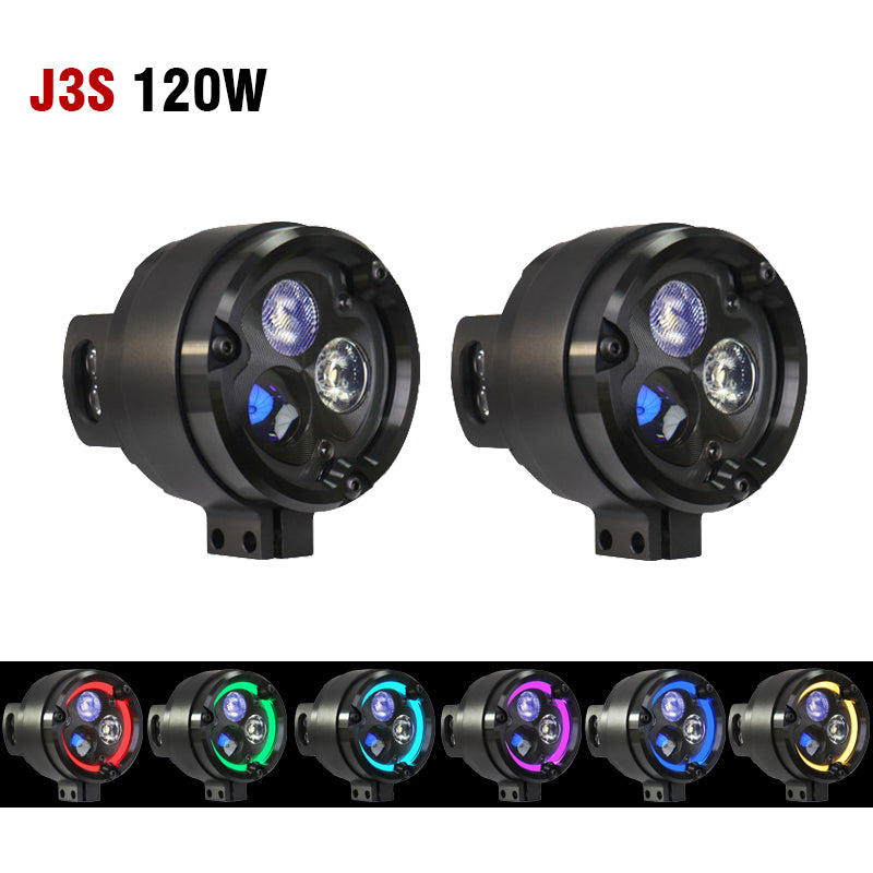 Super Bright Front Motorcycle LED Spotlight IPX8 Waterproof White/Yellow Dual Color High/Low Beam Strobe Off-Road R1250GS 7 Lens