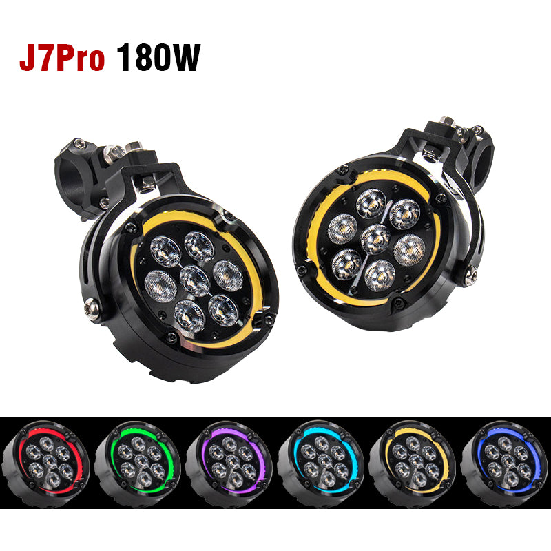 Super Bright Front Motorcycle LED Spotlight IPX8 Waterproof White/Yellow Dual Color High/Low Beam Strobe Off-Road R1250GS 7 Lens