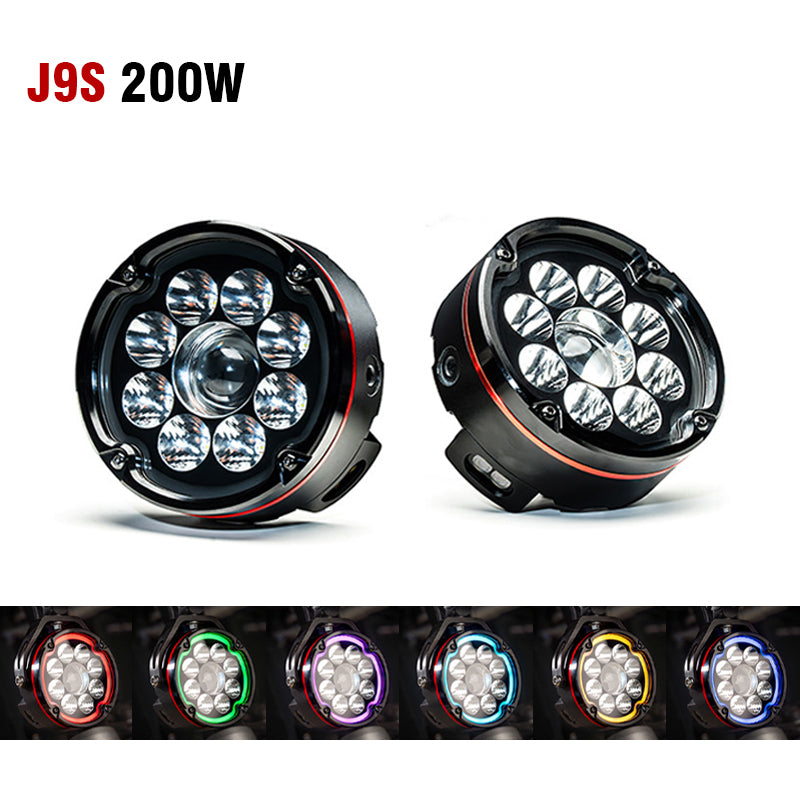 Super Bright Front Motorcycle LED Spotlight IPX8 Waterproof White/Yellow Dual Color High/Low Beam Strobe Off-Road R1250GS 7 Lens