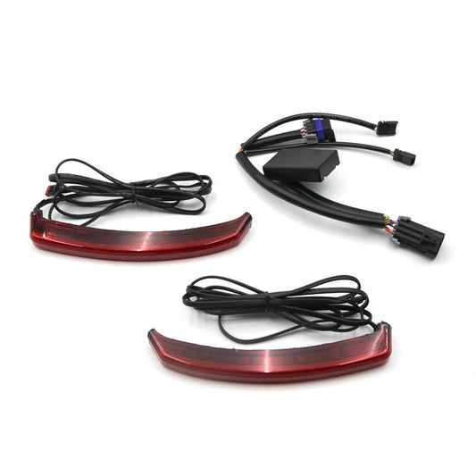 Indian Chieftain RoadMaster Motorcycle Saddlebags LED Turn Signal Flowing Edge Box Territorial Strobe Brake Light 12V New