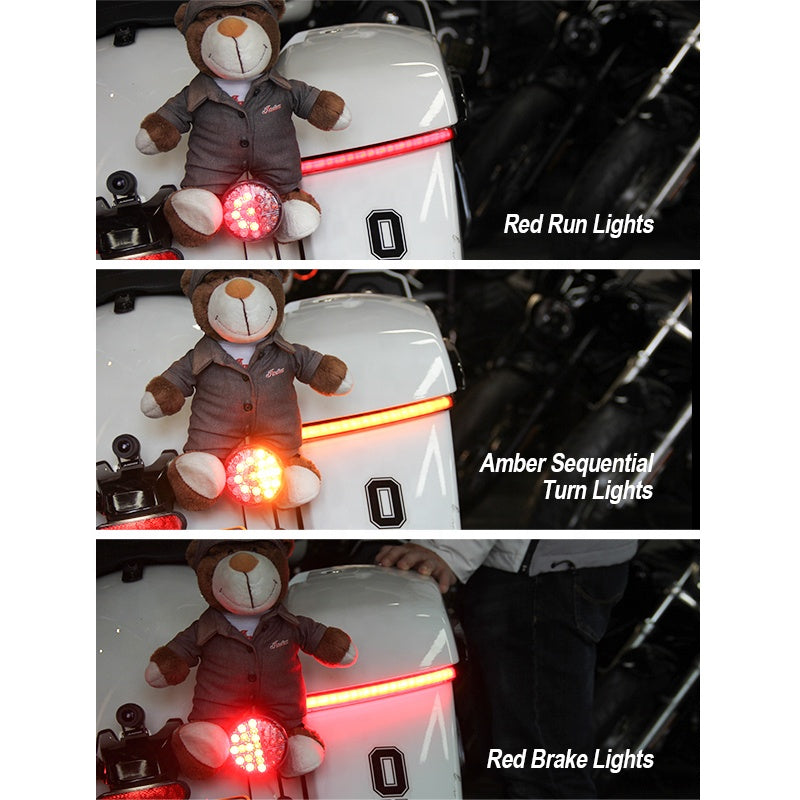 Indian Chieftain RoadMaster Motorcycle Saddlebags LED Turn Signal Flowing Edge Box Territorial Strobe Brake Light 12V New