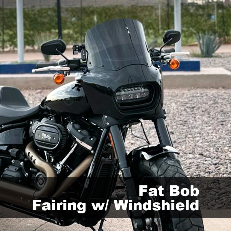 Club Style Front Headlight Fairing 15" 11" Windshield for HD Softail M8 Fat Bob 114 FXFB FXFBS Made of Durable ABS Plastic