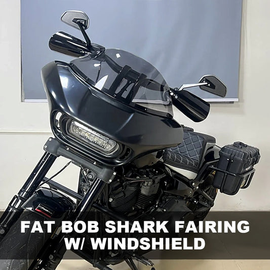 Shark Club Style Front Headlight Fairing with 9" Windshield for HD Softail M8 Fat Bob 114 FXFB FXFBS Made of Durable ABS Plastic