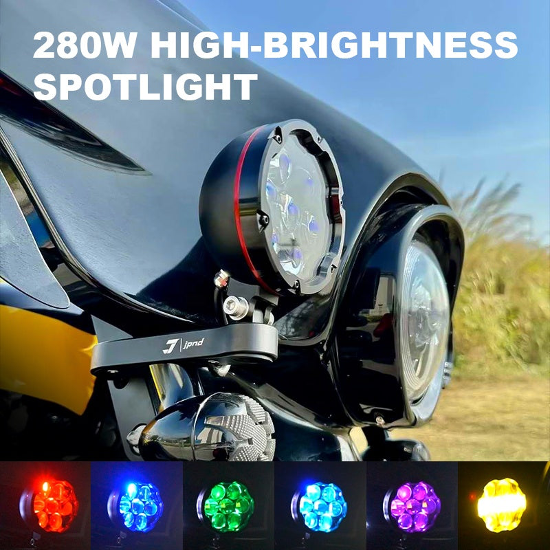 High-Brightness 280W LED Spotlight Kit 6-Color Smart Strobe Light for Street Glide Electra Glide Motorcycle Lighting Systems