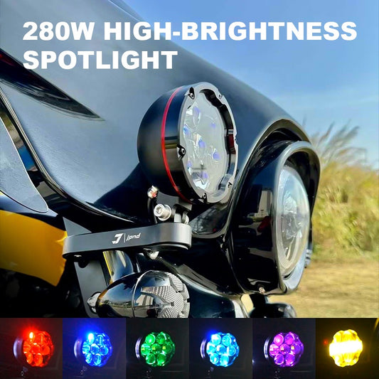 High-Brightness 280W LED Spotlight Kit 6-Color Smart Strobe Light for Street Glide Electra Glide Motorcycle Lighting Systems