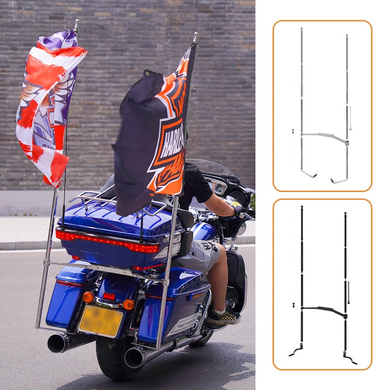 HD Touring Electra Glide Wind-Resistant Flag Mounting Kit New Flagpole for Road Glide Custom Motorcycles Double Side Flagpoles