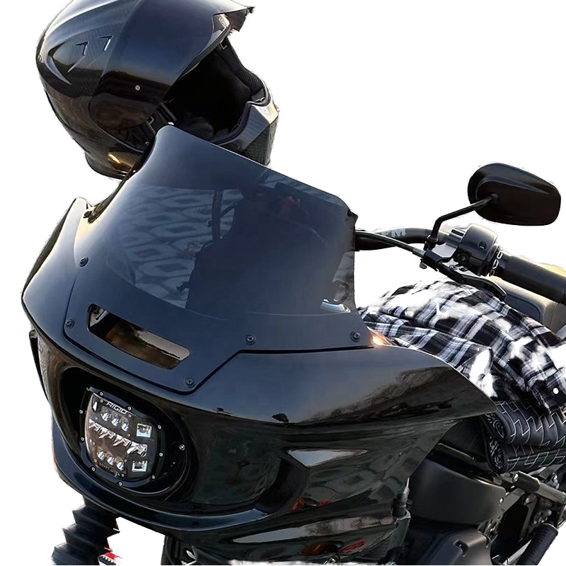 HD Softail Motorcycle ST Style High-strength Composite Fiber Front Fairing Kit With 6 and 10 Inch Smoke Windshield