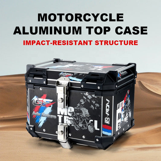 ADV High-Capacity 65L Universal Aluminum Alloy Top Case for Off-Road Motorcycles Waterproof Luggage Features