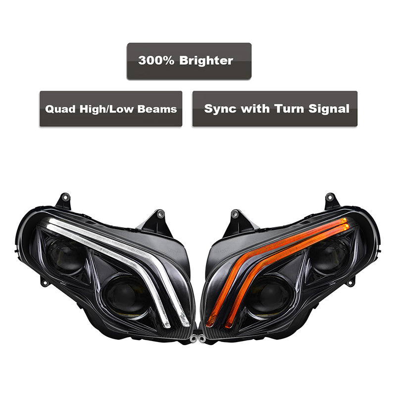 Goldwing GL1800 2001-2017 Full LED Headlight Assembly New 12V Waterproof ABS for High Beam Motorcycles"