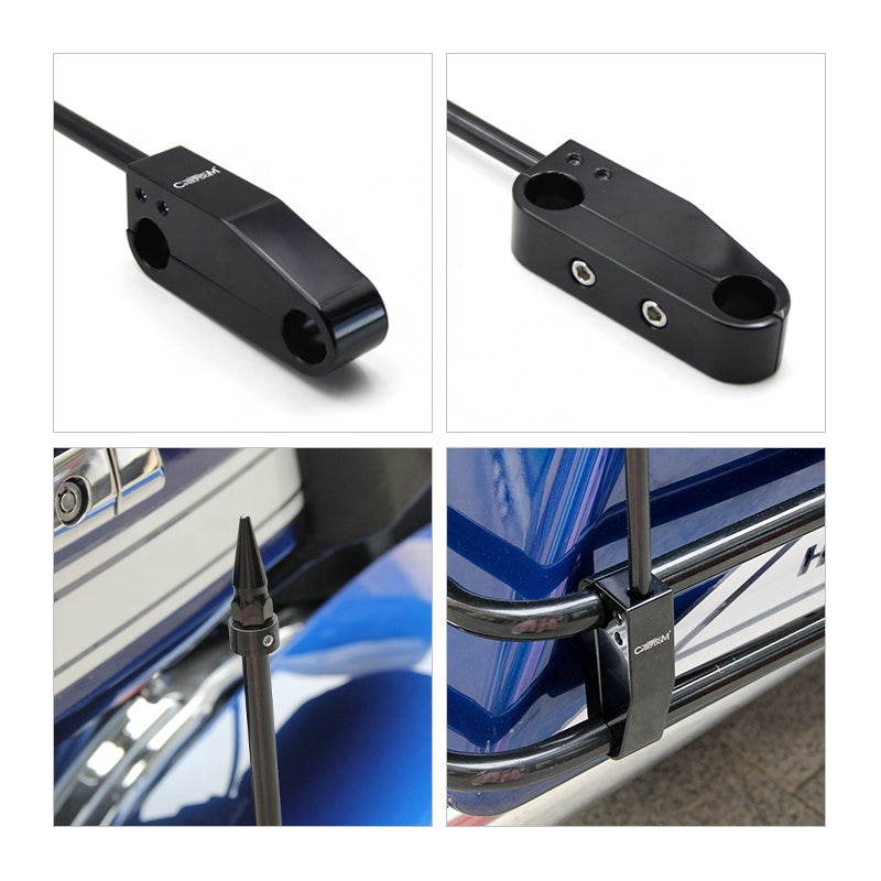 HD Touring Motorcycle Saddlebag Bottom and Guard Rails Quick Disassembly Flagpole Aluminium and Steel Material