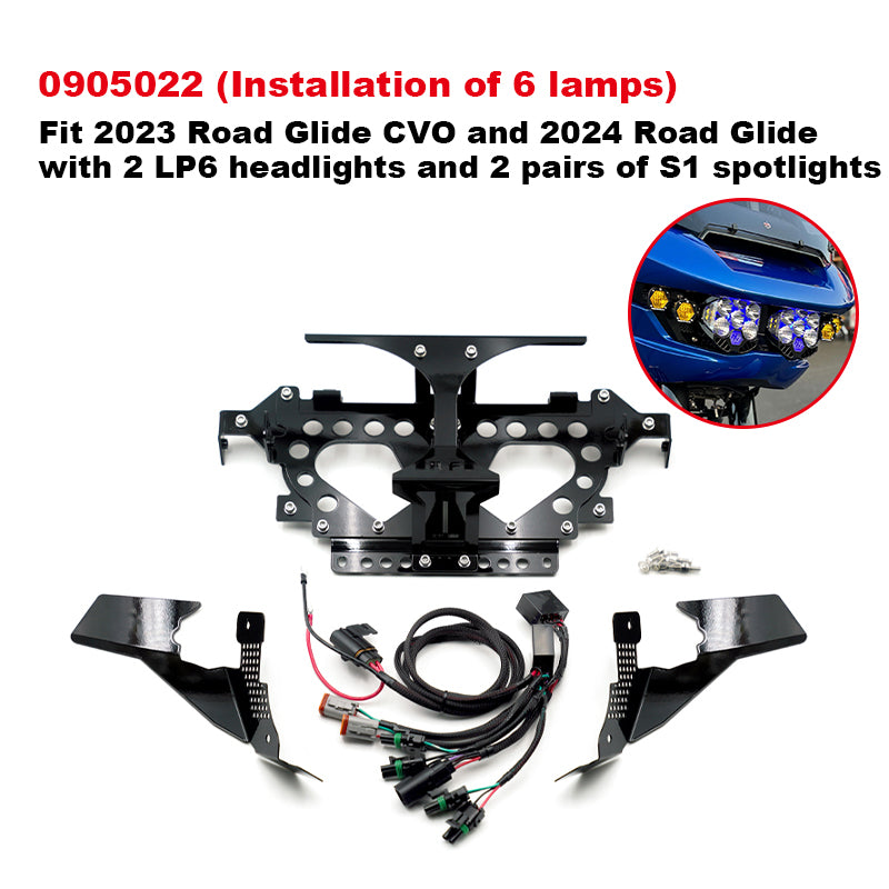 Baja LP6 Headlight and S1 Wiring Harness and Bracket for 2023 HD Road Glide CVO and 2024 Road Glide Motorcycle Frame & Body Part