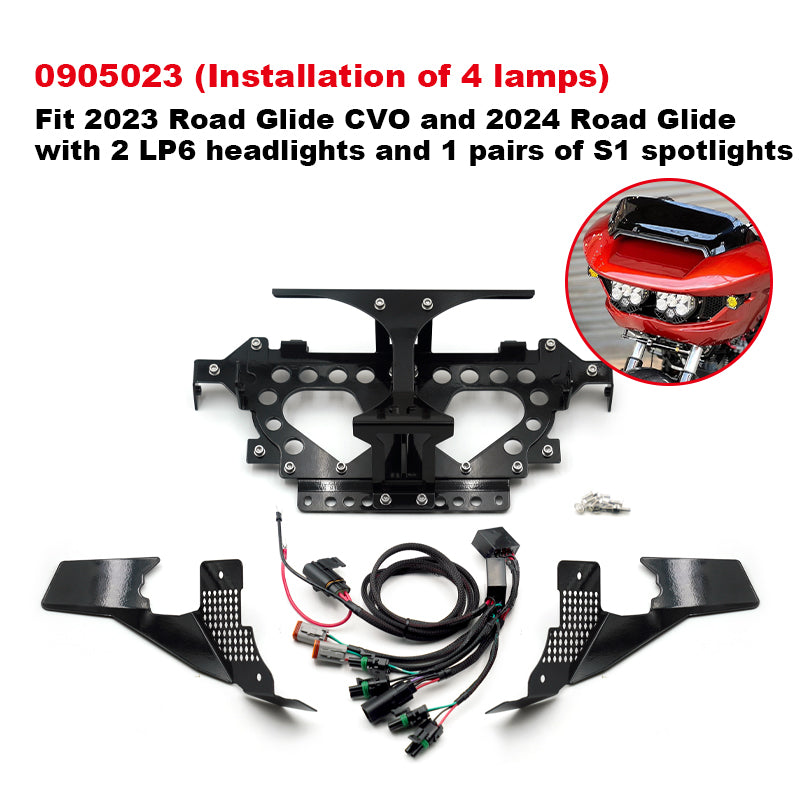Baja LP6 Headlight and S1 Wiring Harness and Bracket for 2023 HD Road Glide CVO and 2024 Road Glide Motorcycle Frame & Body Part