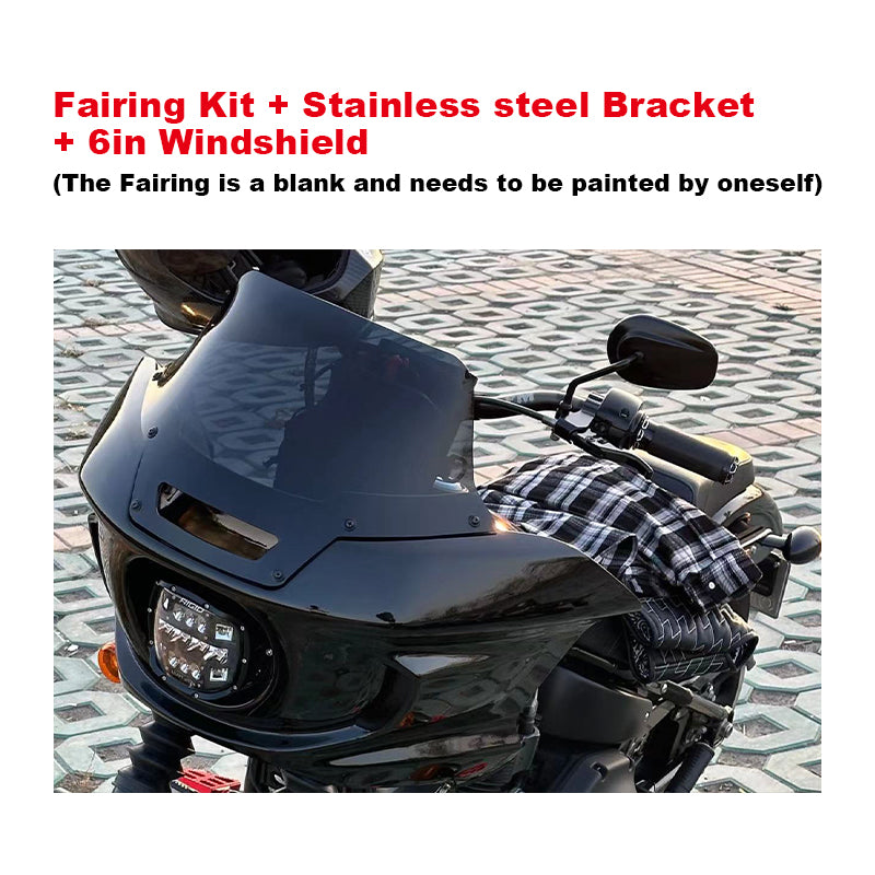 HD Softail Motorcycle ST Style High-strength Composite Fiber Front Fairing Kit With 6 and 10 Inch Smoke Windshield