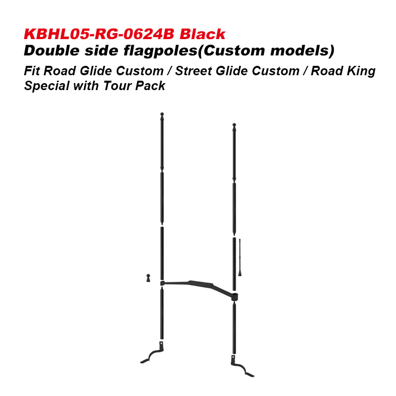 HD Touring Electra Glide Wind-Resistant Flag Mounting Kit New Flagpole for Road Glide Custom Motorcycles Double Side Flagpoles