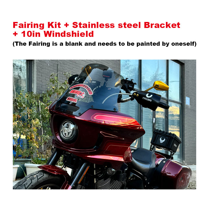 HD Softail Motorcycle ST Style High-strength Composite Fiber Front Fairing Kit With 6 and 10 Inch Smoke Windshield