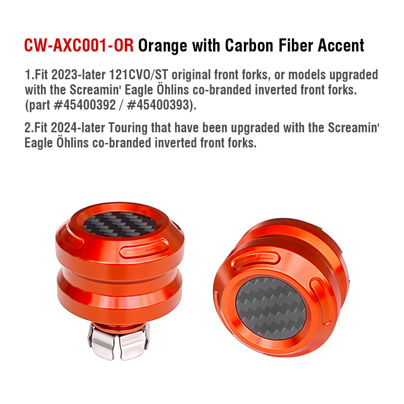 Front Axle Nut Covers with Carbon Fiber Accent for H-D 23.5-later Touring 121CVO/ST Motorcycle Retrofit/upgrade