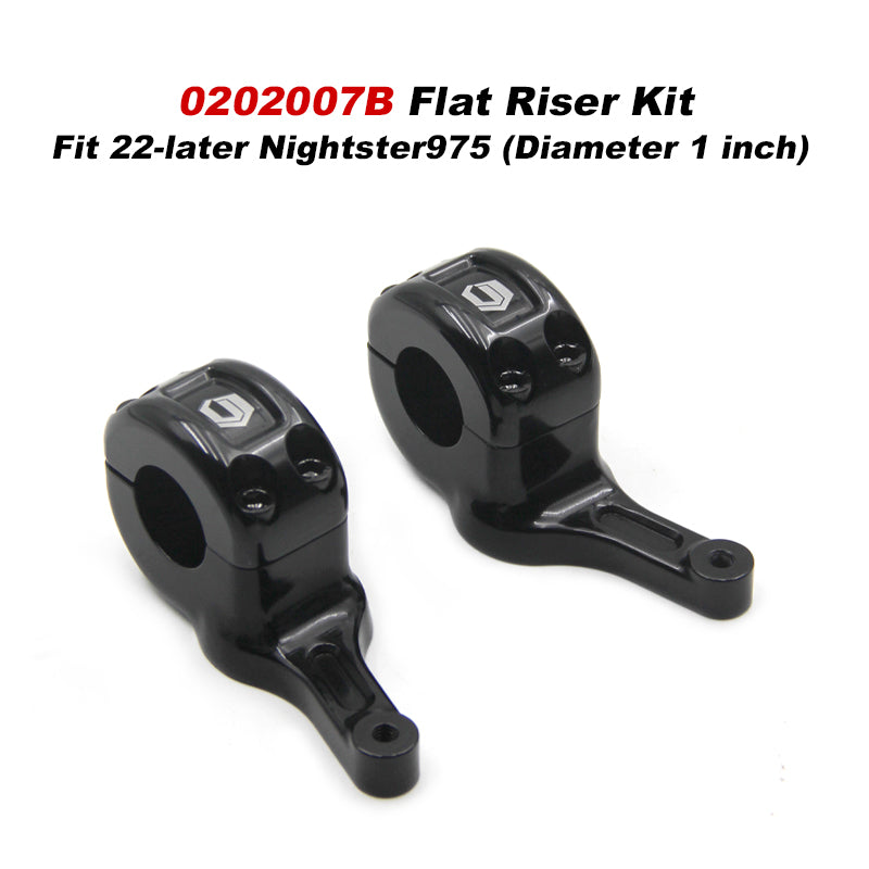 Chiefdom Black Aluminum Alloy Flat Riser Kit for Motorcycle 2022-UP Nightster Diameter 1" Handlebar Risers Gauge Mounts Fit RH975