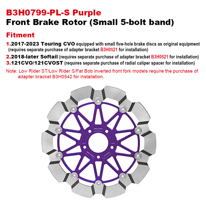 PB Style 5-Bolt Performance 13 Inch Front Brake Rotor for HD Touring and Softail Motorcycle Brake Systems