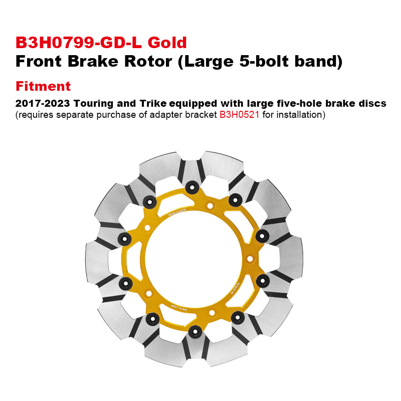 PB Style 5-Bolt Performance 13 Inch Front Brake Rotor for HD Touring and Softail Motorcycle Brake Systems